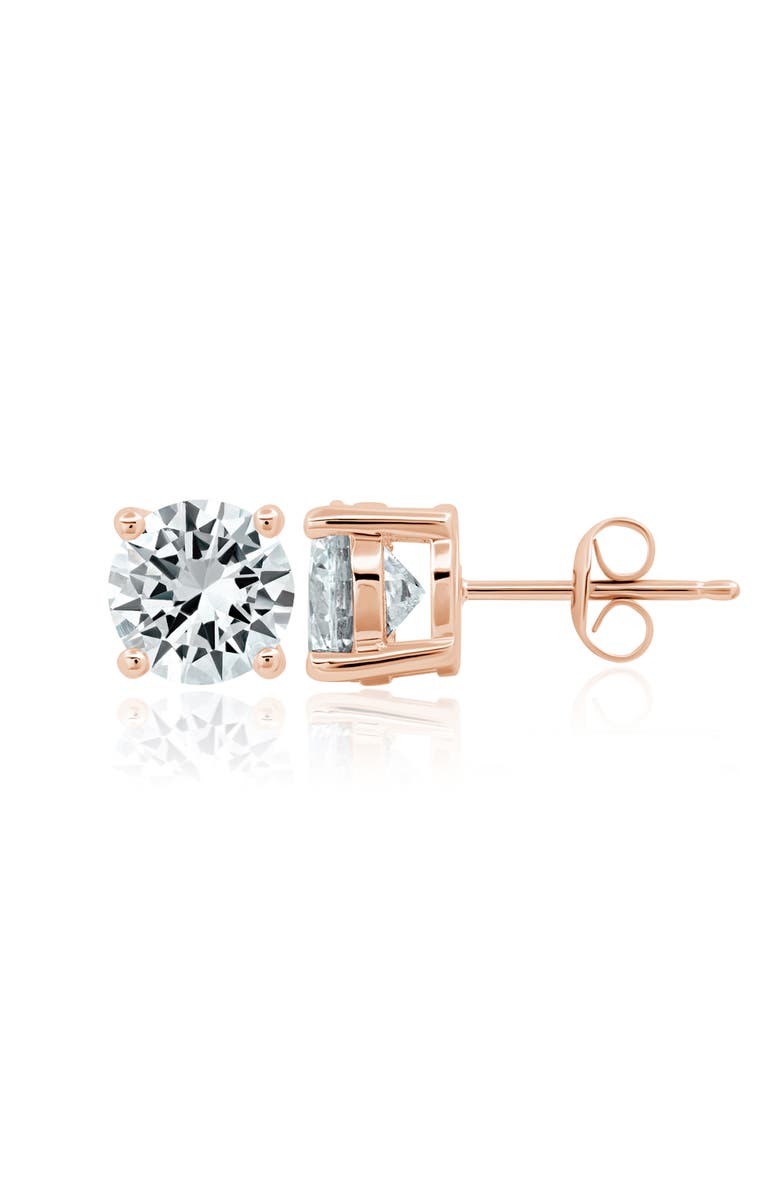 Crislu Brilliant Cubic Zirconia Stud Earrings, Main, color, 18Kt Rose Gold/ Clear Stone
