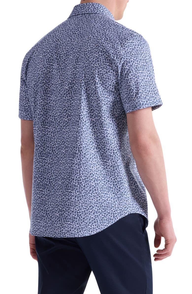 Bugatchi Miles OoohCotton<sup>®</sup> Short Sleeve Button-Up Shirt, Alternate, color, Cobalt