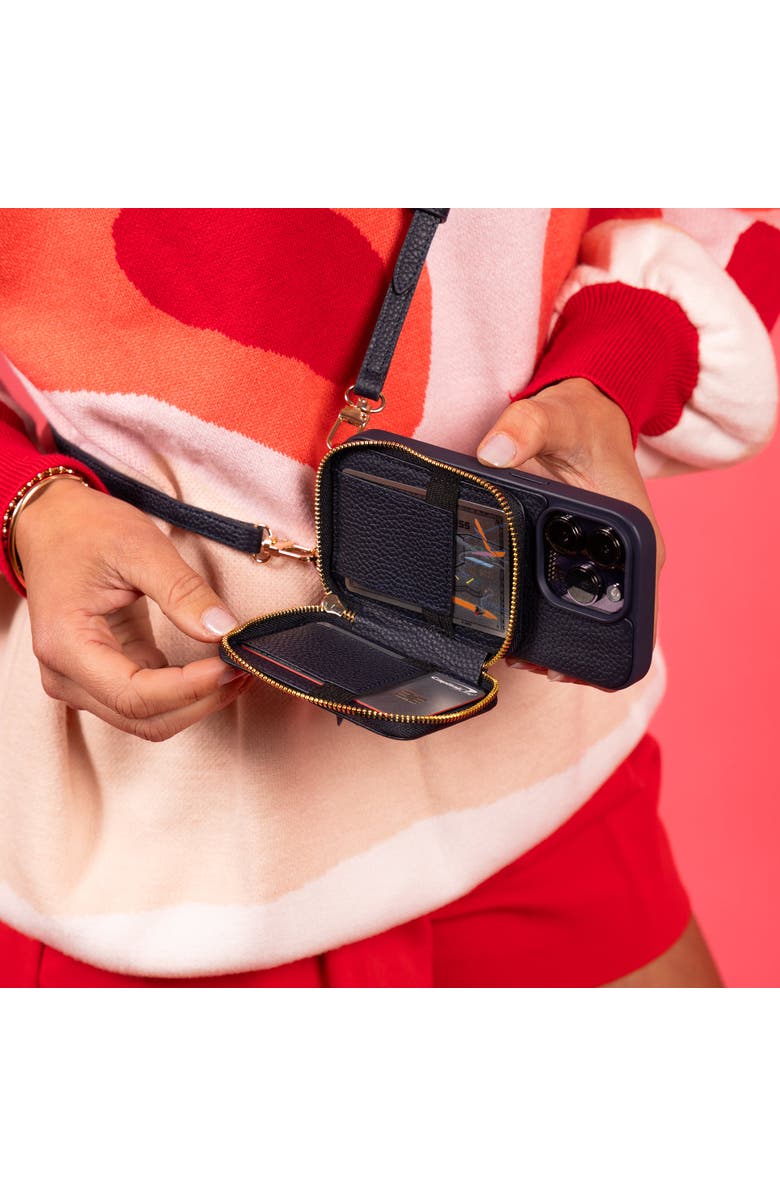 Casupo Leather iPhone Case with wallet and crossbody strap, Alternate, color, Black