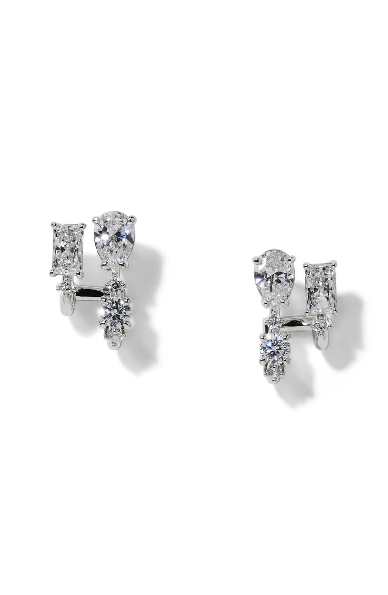 Nadri Everleigh Cubic Zirconia J Hoop Earrings, Main, color,