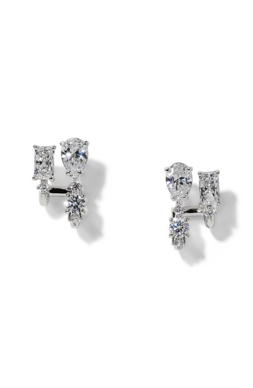 Nadri Everleigh Cubic Zirconia J Hoop Earrings In Metallic