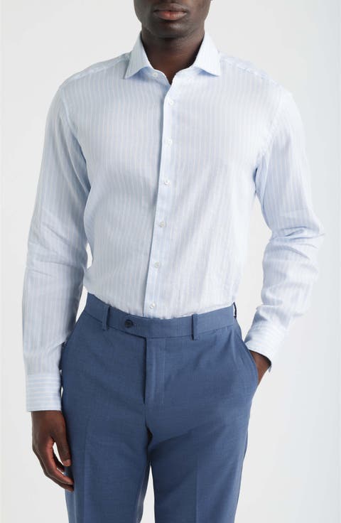 Soft Luxury Modern Fit Stripe Non-Iron Dress Shirt (Regular & Big)