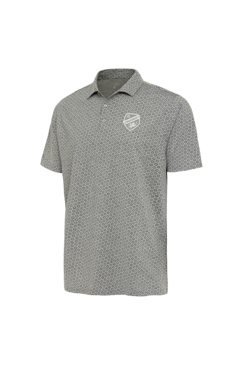 Men's Antigua Heather Gray FC Cincinnati White Logo Flicker Polo, Main, color, Heather Gray