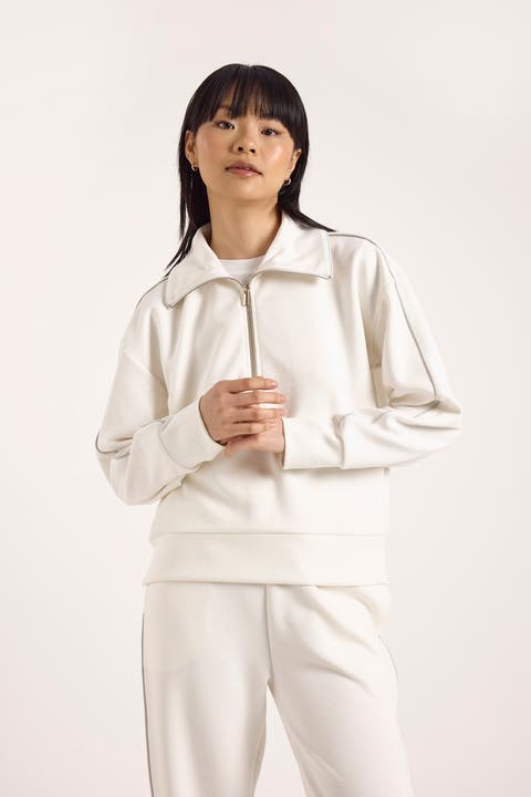 Piping Detail Jersey Half Zip Sweatshirt