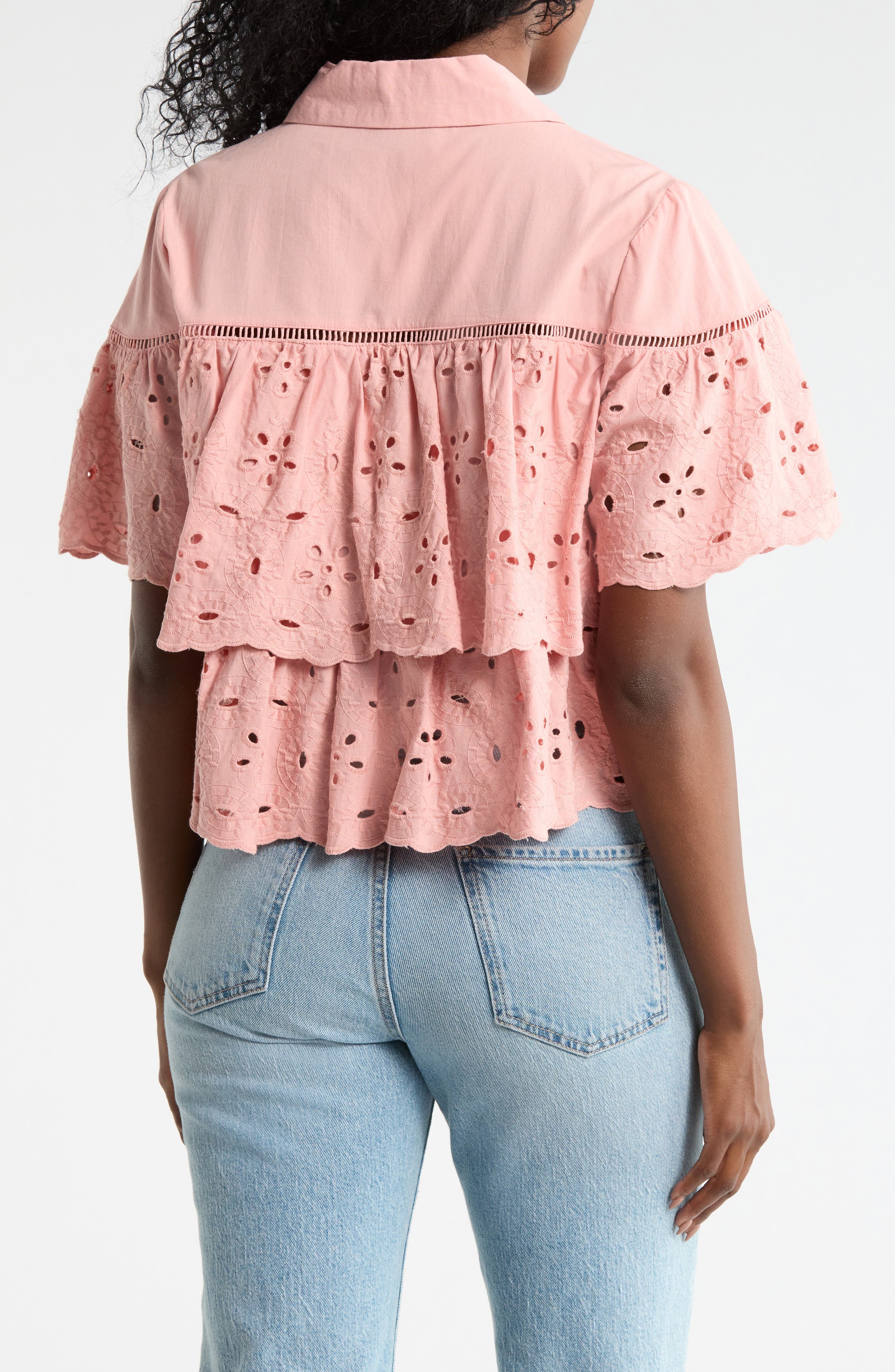 Cotton Eyelet Button-Up Shirt - image 4
