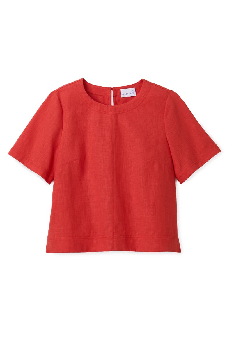 Chloe Linen Top, Alternate, color, Poppy