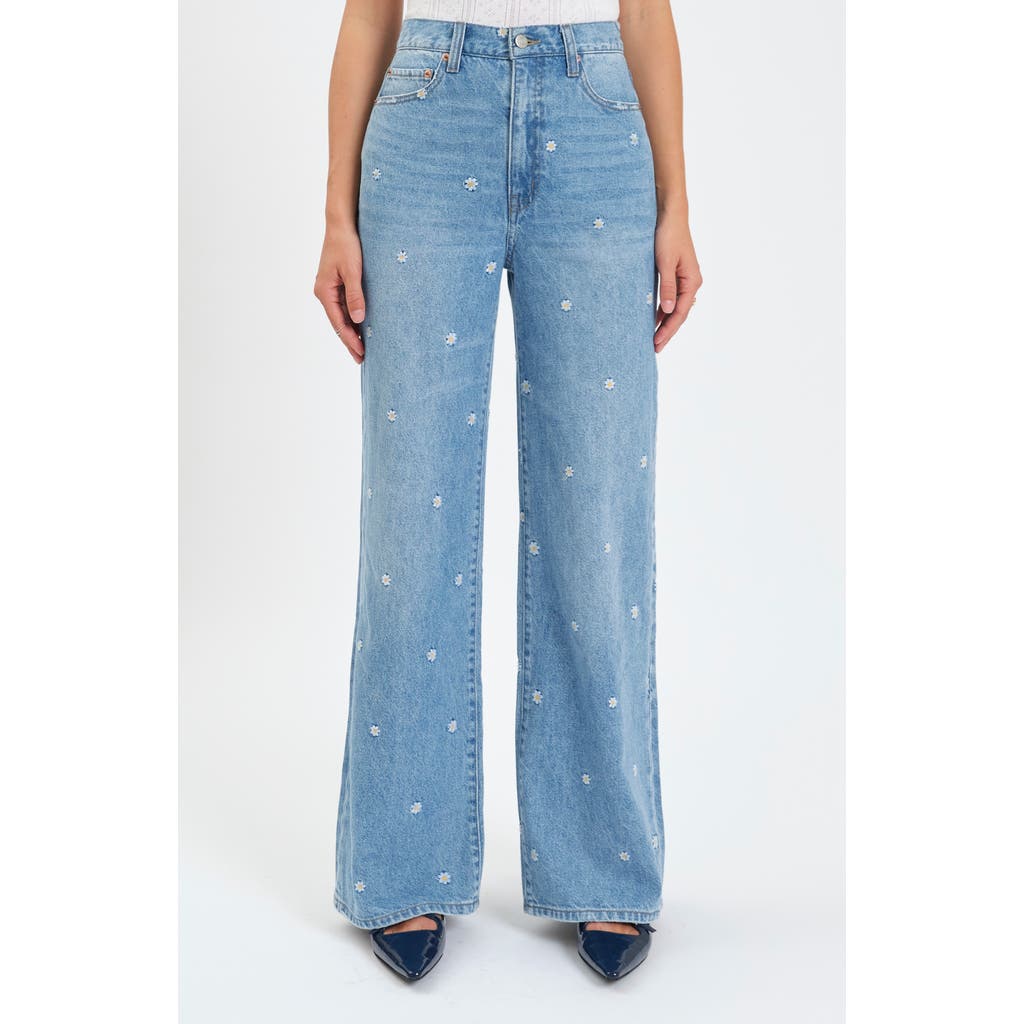 Daze Daisy Embroidery Wide Leg Jeans