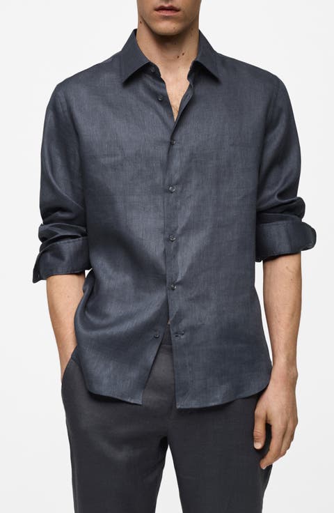 Regular Fit Linen Button-Up Shirt