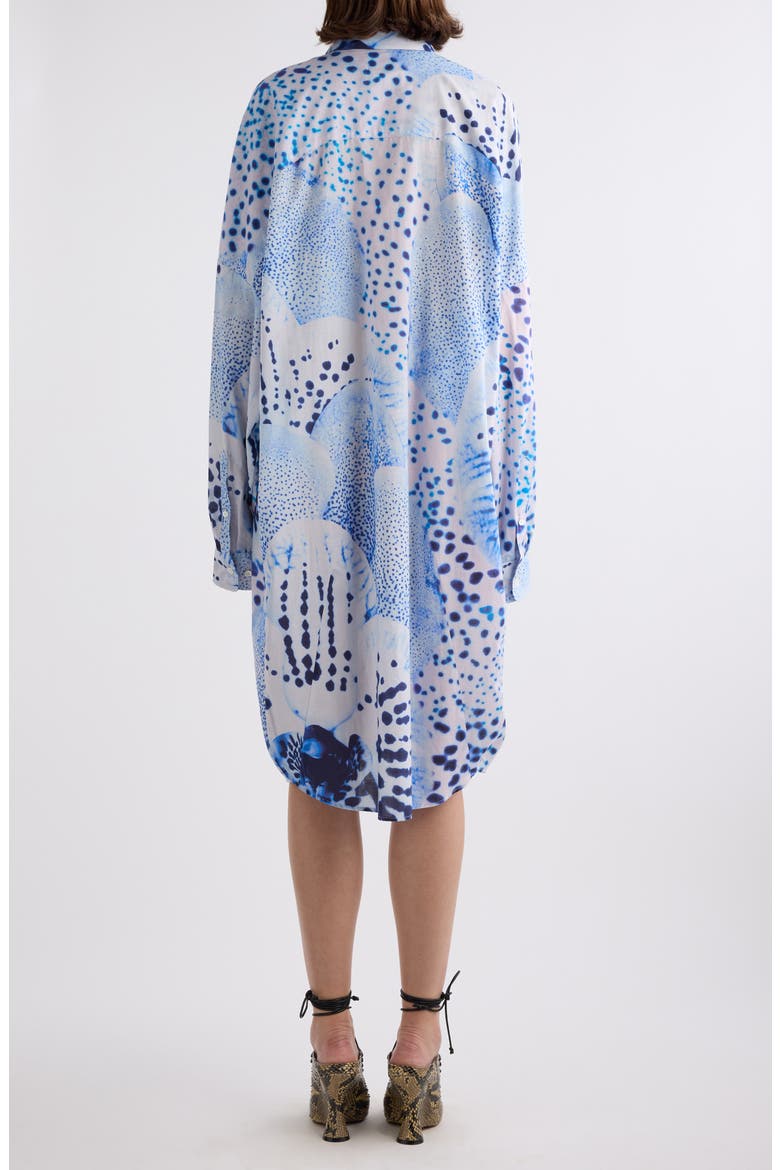Dasia Orchid Spot Long Sleeve Cotton Shirtdress, Alternate, color, BLUE