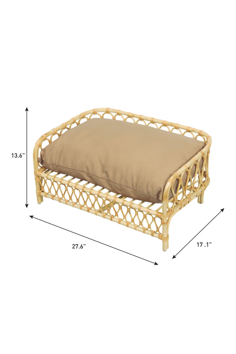 Elevate Handwoven Rattan Pet Daybed with Machine-Washable Cushion, Alternate, color, Light Brown