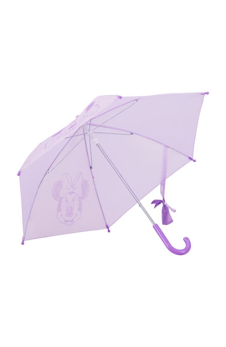 Disney Girls' Minnie Mouse Lilac Umbrella with Bow Tie Wrap, Alternate, color, Lilac