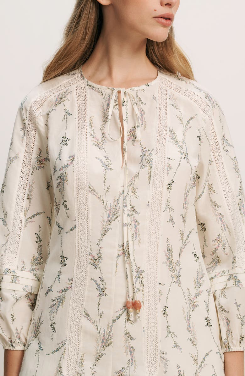 Veronica Beard Ollian Floral Cotton & Silk Minidress, Alternate, color, Dove Multi