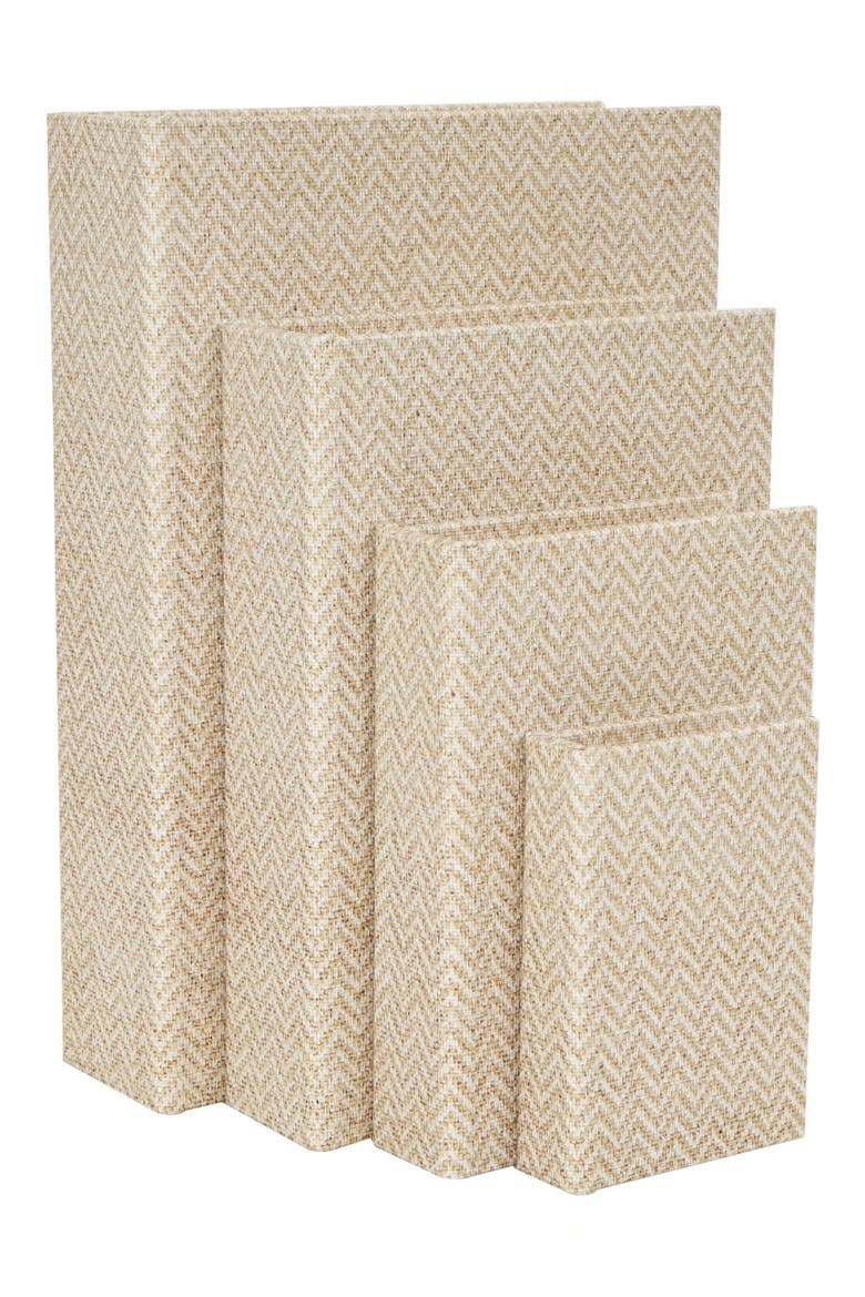 Set of 4 Faux Book Boxes, Main, color, CREAM