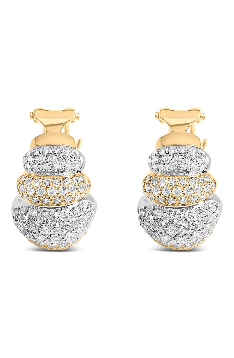 Haus of Brilliance 18K Two-Toned Gold 5.00 Cttw Diamond Three-tier Domed Button Omega Back Earrings, Main, color, Yellow