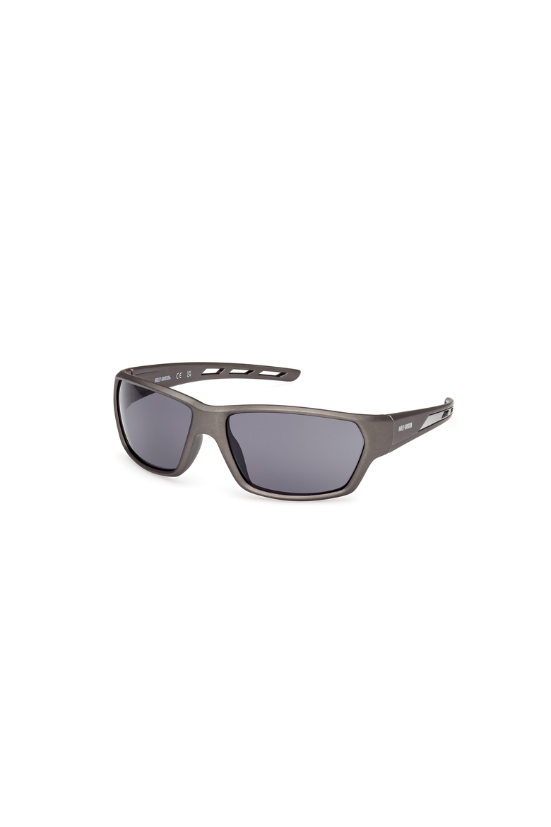 Vented Brow Wraparound Sport Sunglasses, Main, color, Grey / Smoke Mirror