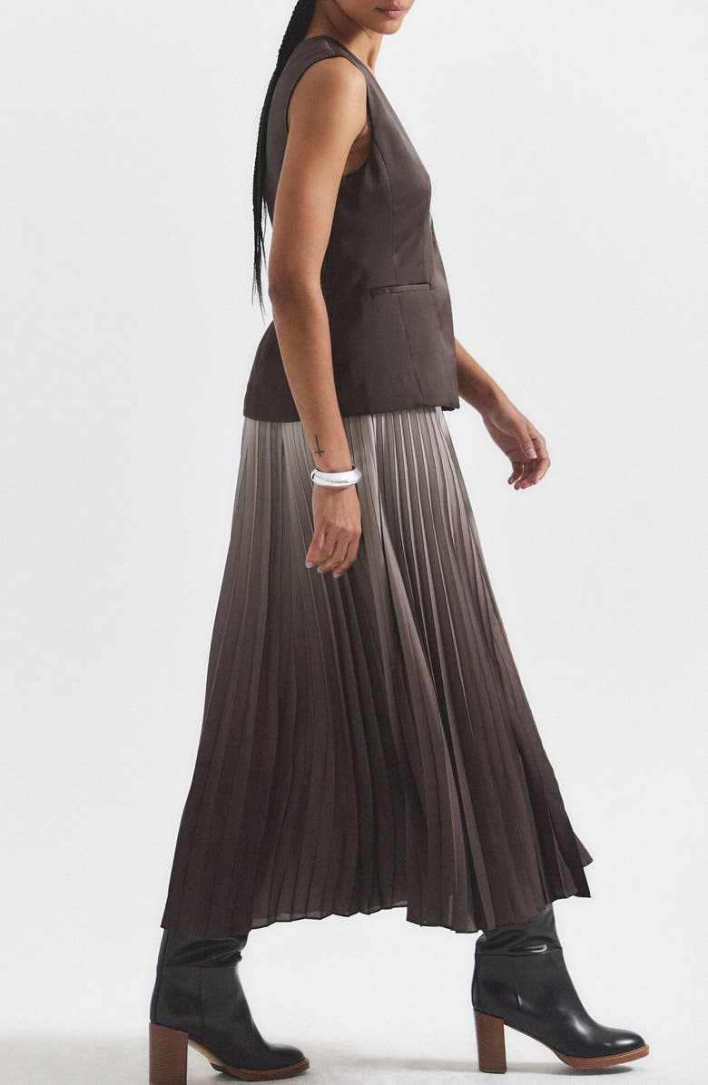 Derek Lam 10 Crosby Lauren Mixed Media Dress, Alternate, color, Espresso Multi