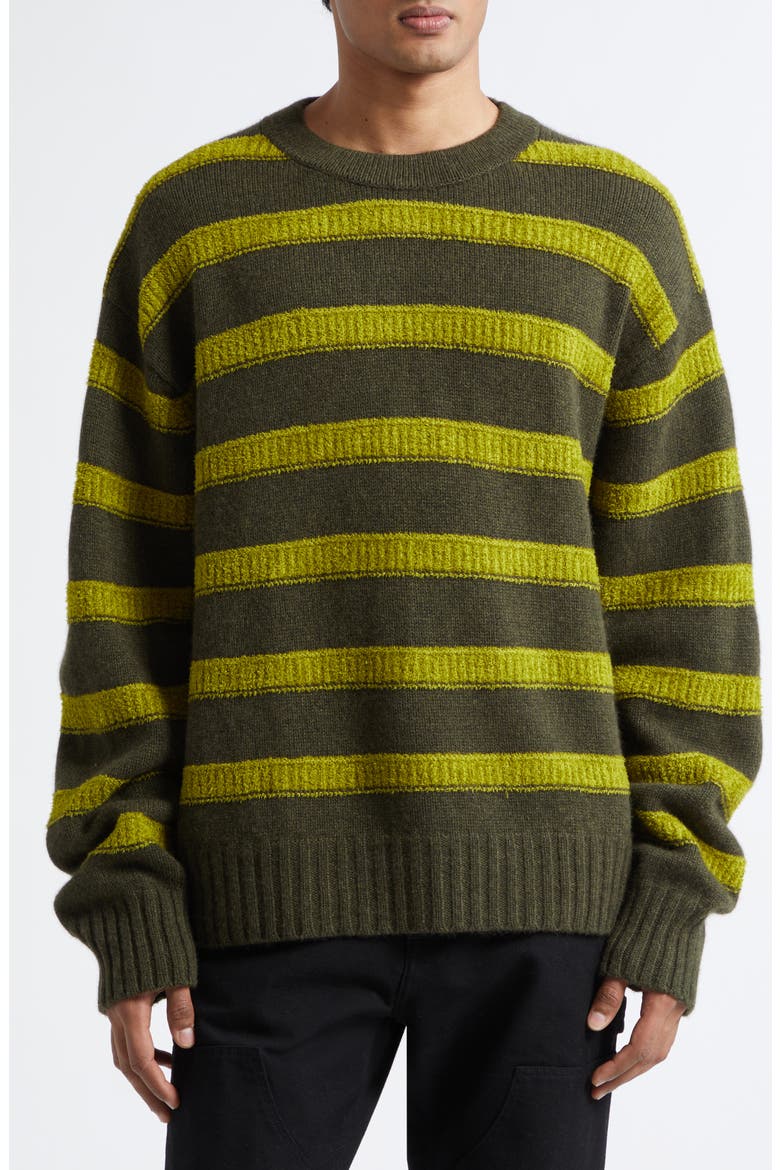 Ridgeline Stripe Oversize Cashmere Sweater, Main, color, SNAP PEA STRIPE