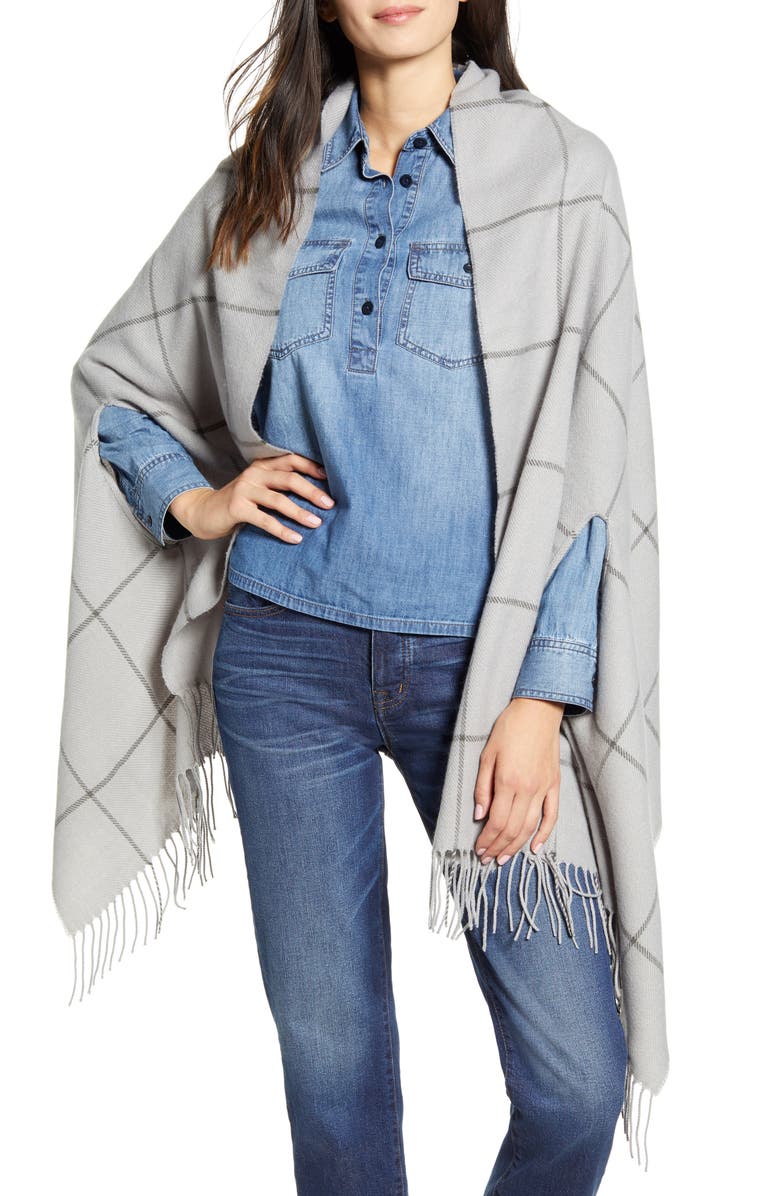 Madewell Windowpane Cape Scarf, Main, color,