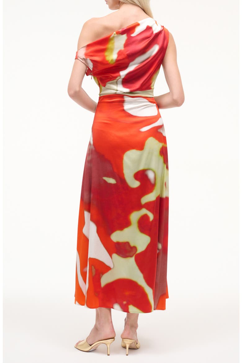 Phare Abstract Print One-Shoulder Stretch Silk Dress, Alternate, color, RED ZONE