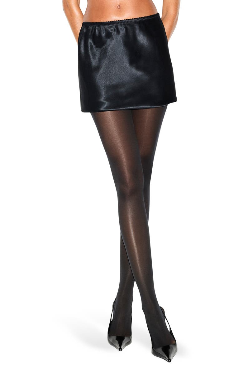 SKIMS Satin Miniskirt, Main, color, Onyx