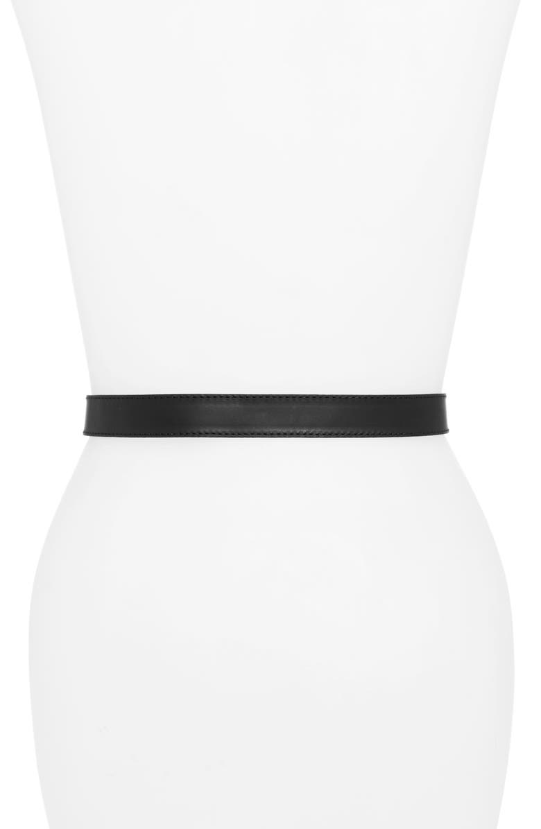 Etro Crescent Moon Buckle Leather Belt, Alternate, color,