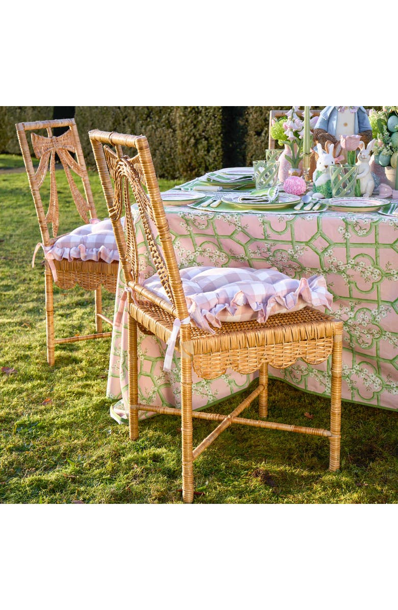 Mrs. Alice Pink Gingham Ruffle Seat Pad Cushion, Alternate, color, Pink