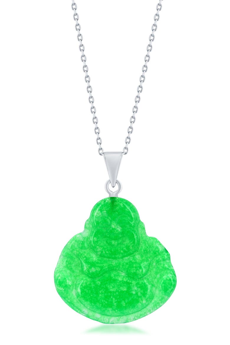 Jade Buddha Pendant Necklace, Main, color, GREEN