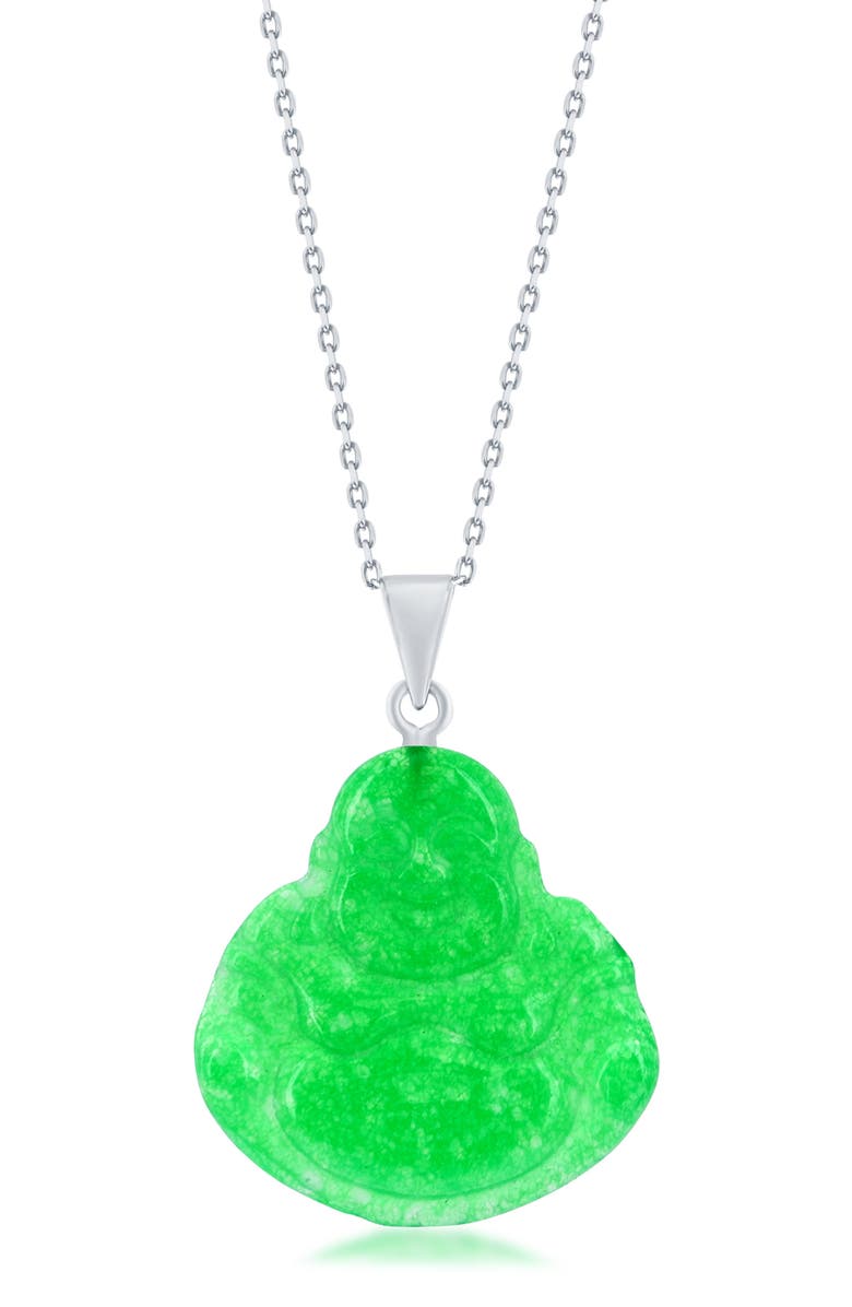 SIMONA Jade Buddha Pendant Necklace, Main, color, Green