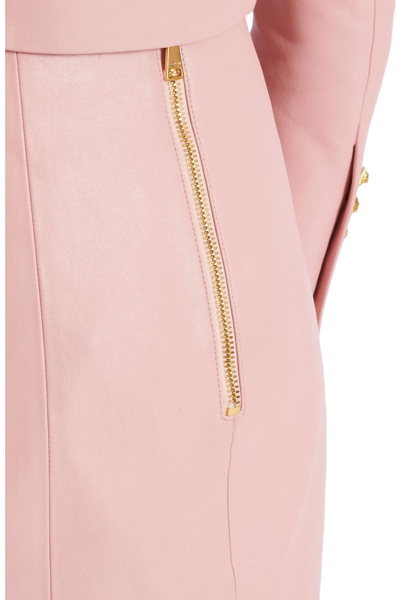 Short lambskin skirt with buttons, Alternate, color, pink