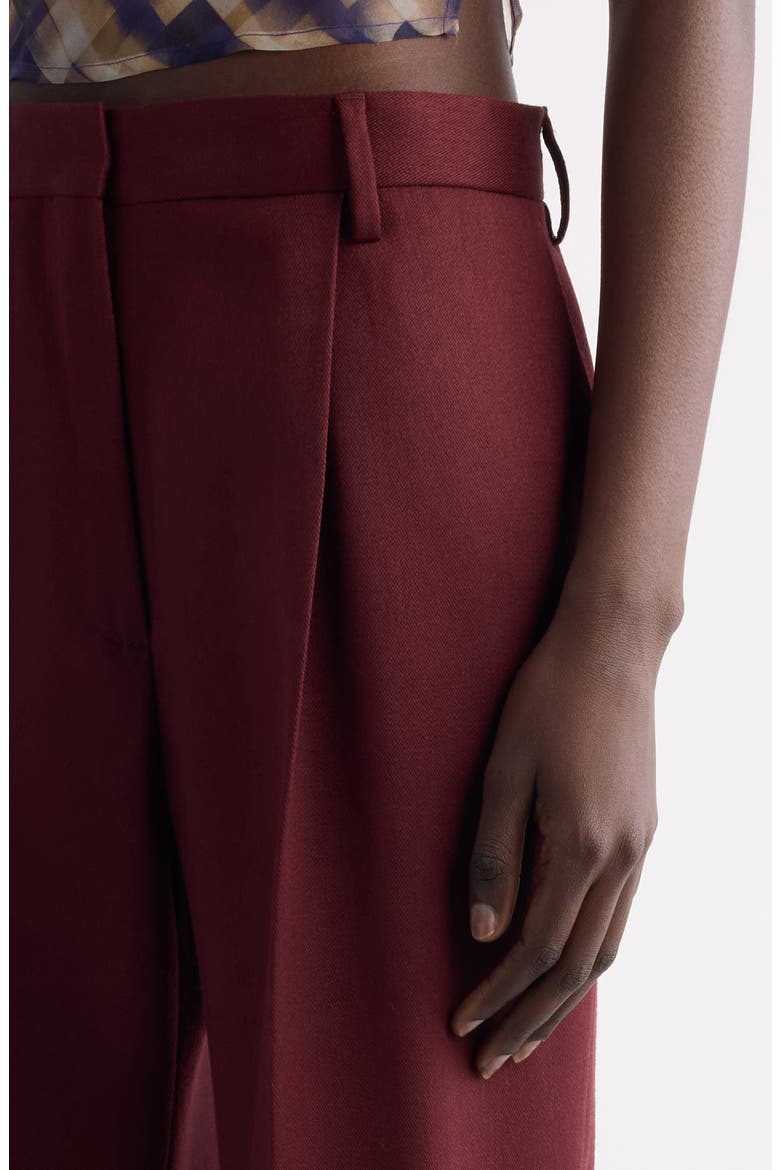 Portias Pleated Wool Pants, Alternate, color, BRIQUE