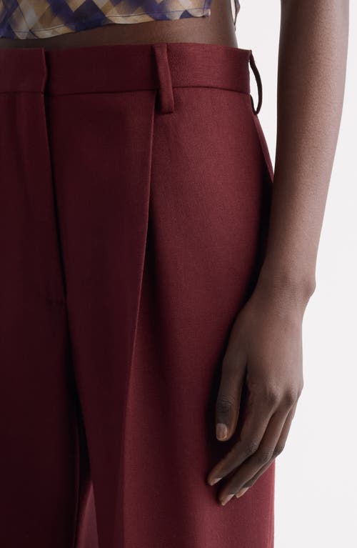 Dries Van Noten Pleated In Shiny Wool Trousers Bordeaux In Multi