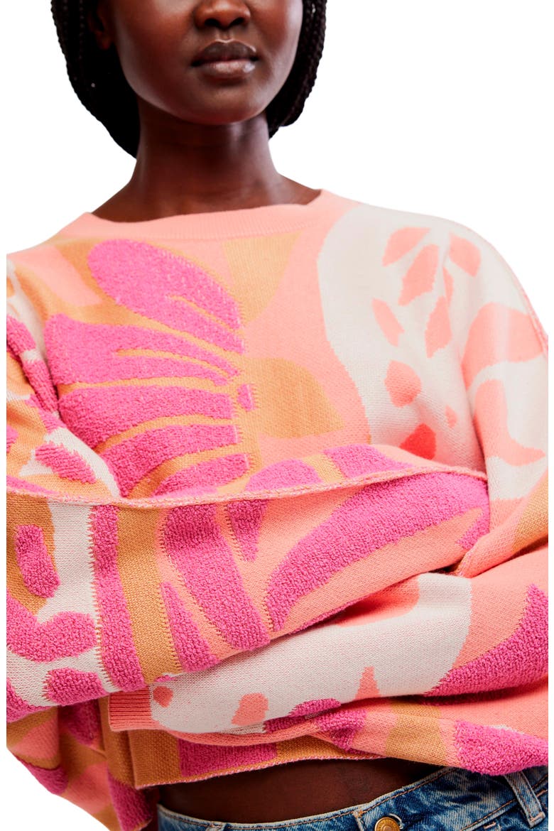 Mia Pullover Sweater, Alternate, color, CORAL KISS COMBO
