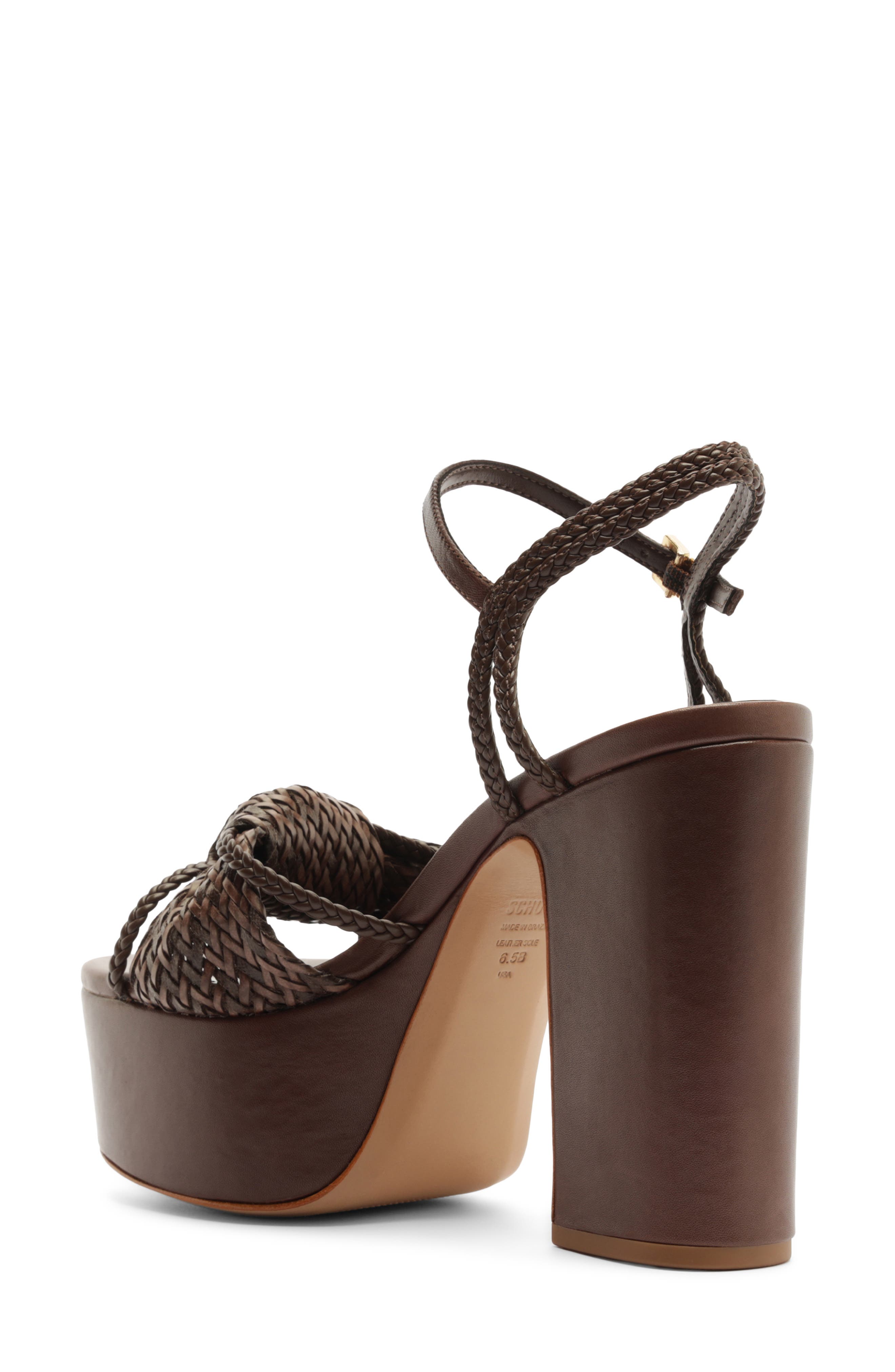 Schutz Kalina Ankle Strap Platform Sandal, Alternate, color, Root Brown