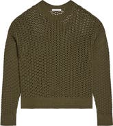 Helmut Lang Open Stitch Organic Cotton Blend Crewneck Sweater