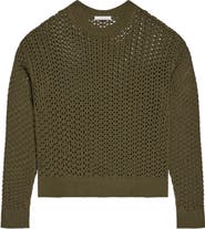 Helmut Lang Open Stitch Organic Cotton Blend Crewneck Sweater