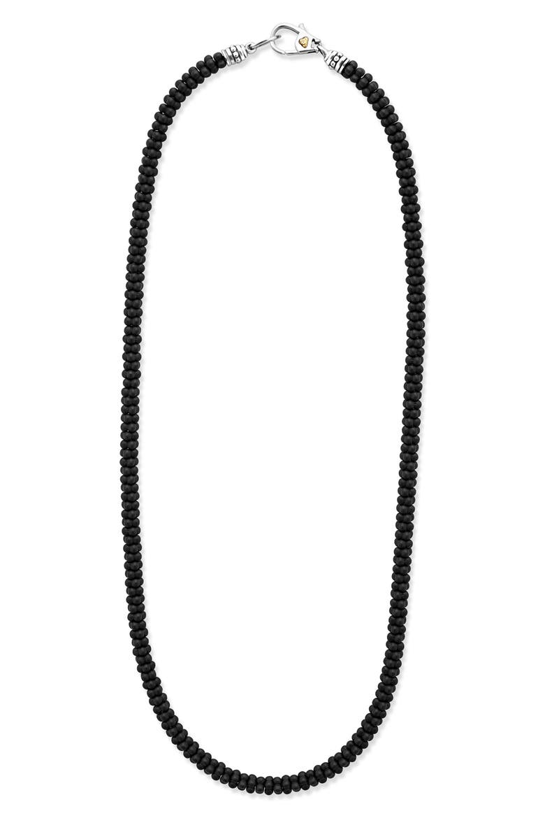 Matte Black Caviar Ceramic Beaded Necklace, Alternate, color, BLACK