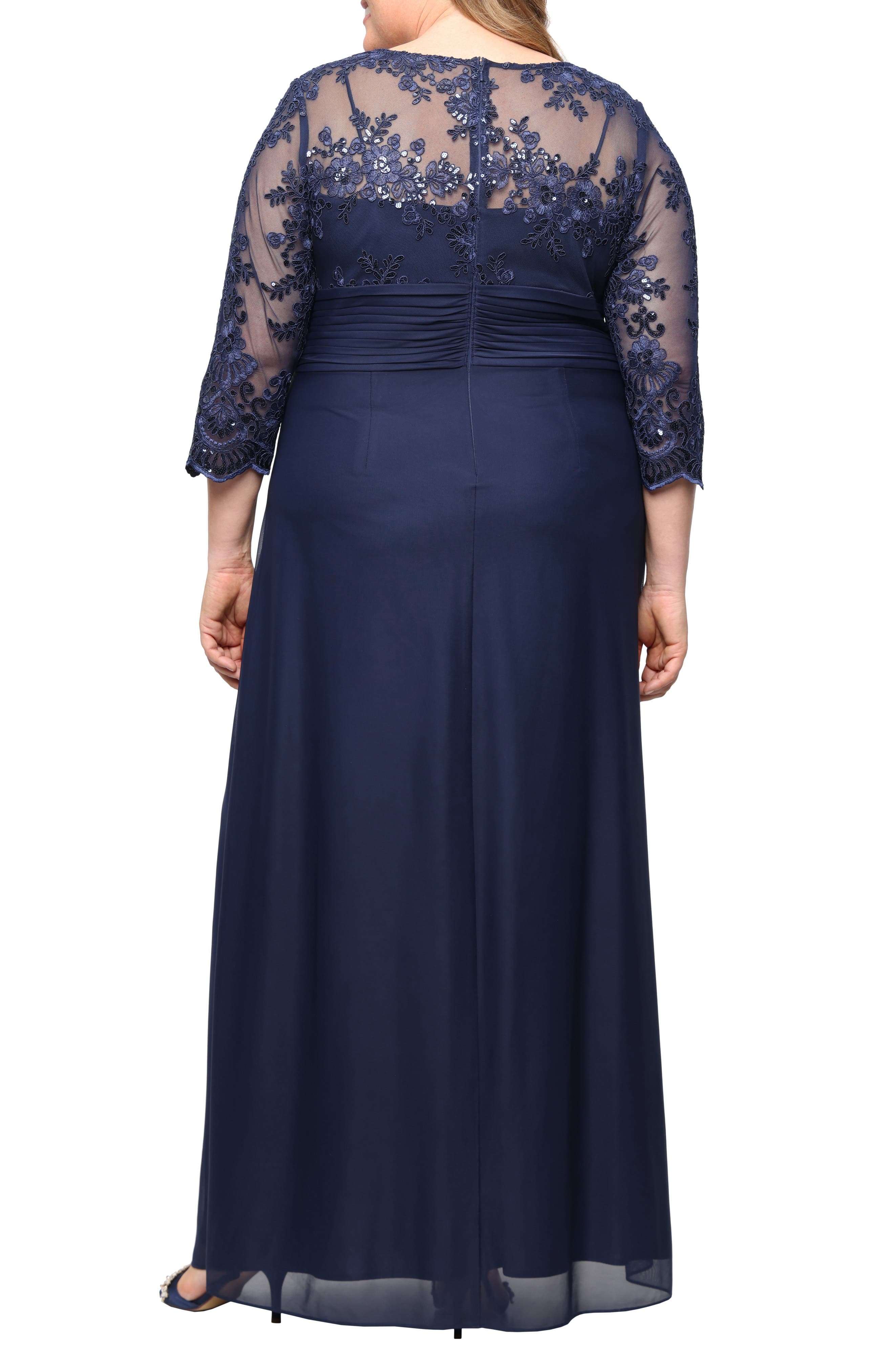 Sequin Embroidered Chiffon Gown - image 2
