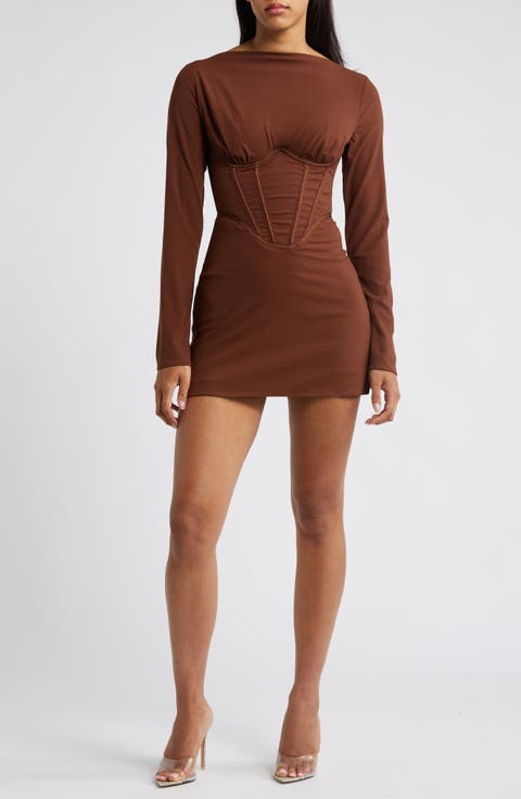 Long Sleeve Corset Minidress