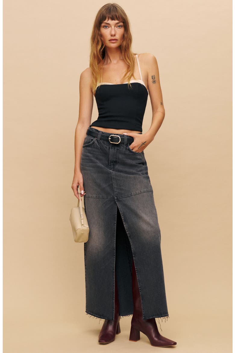 Tazz Denim Maxi Skirt, Alternate, color, LIMAN