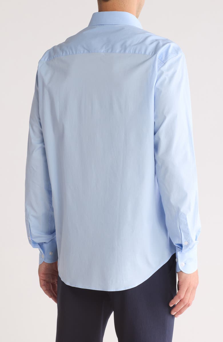 Armani Collezioni Solid Stretch Cotton Twill Dress Shirt, Alternate, color, Sky Blue