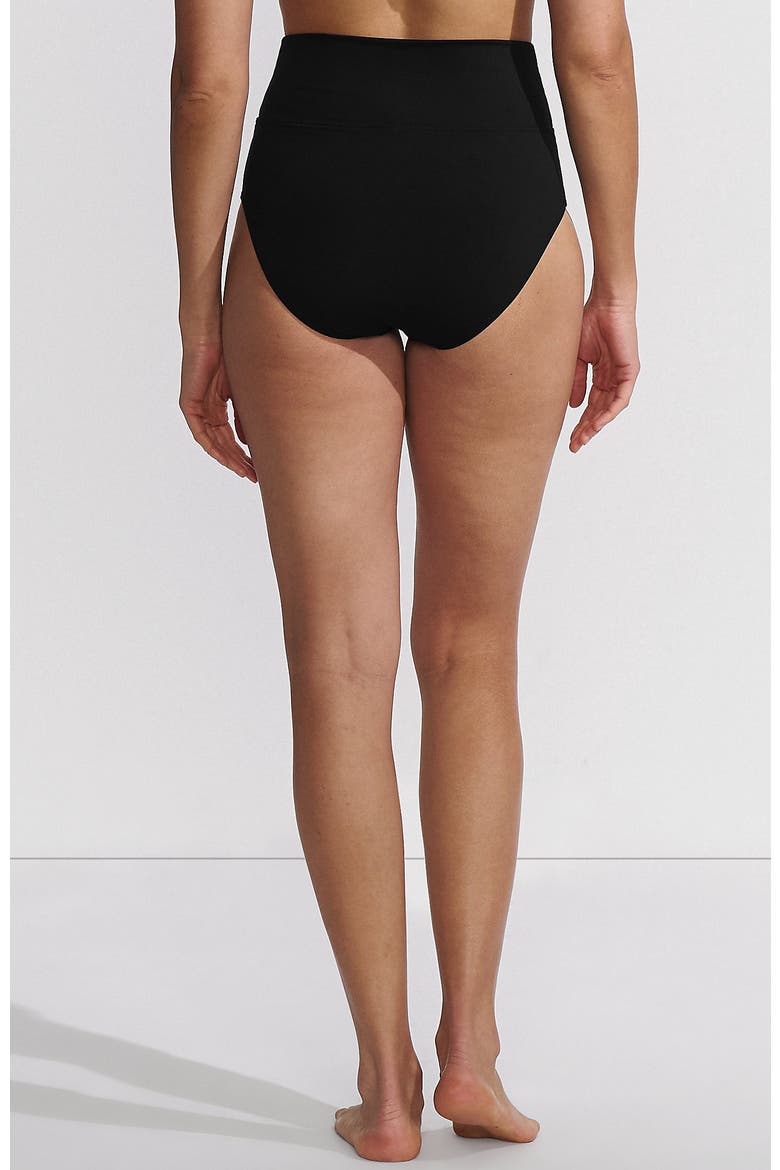 Chlorine Resistant Pinchless High Waisted Bikini Bottoms, Alternate, color, Black