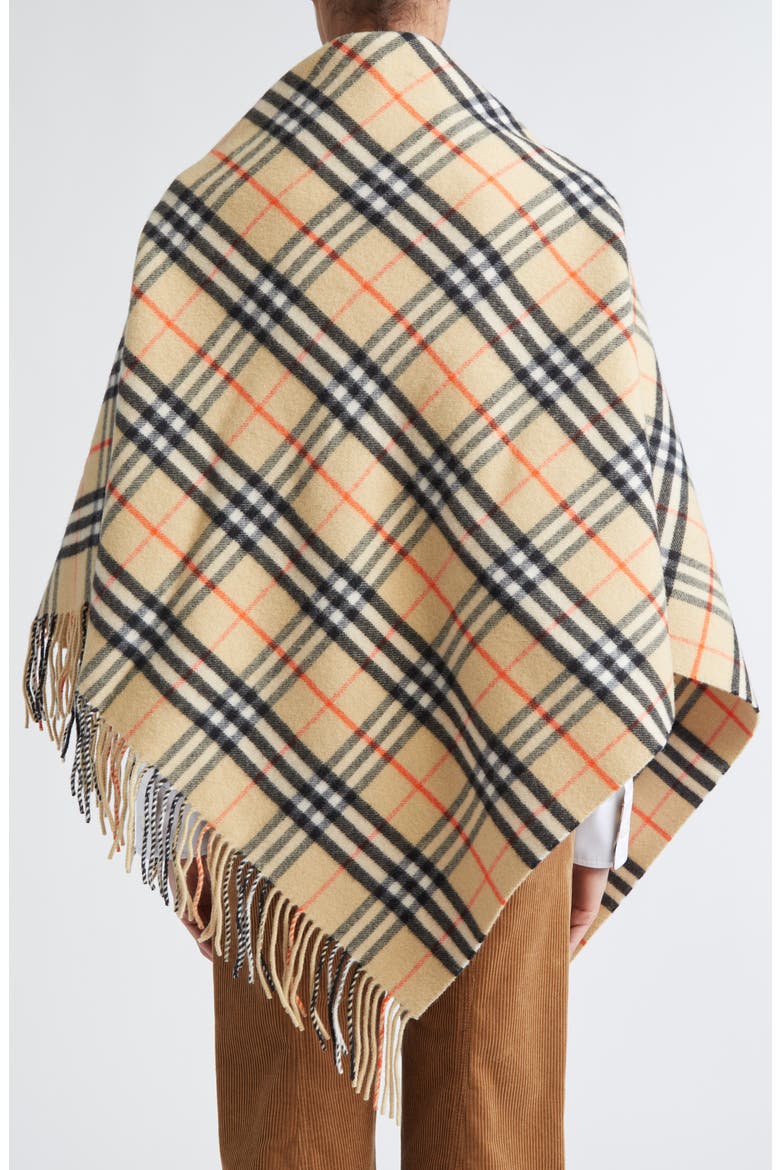 Medium Check Wool & Cashmere Cape, Alternate, color, SAND