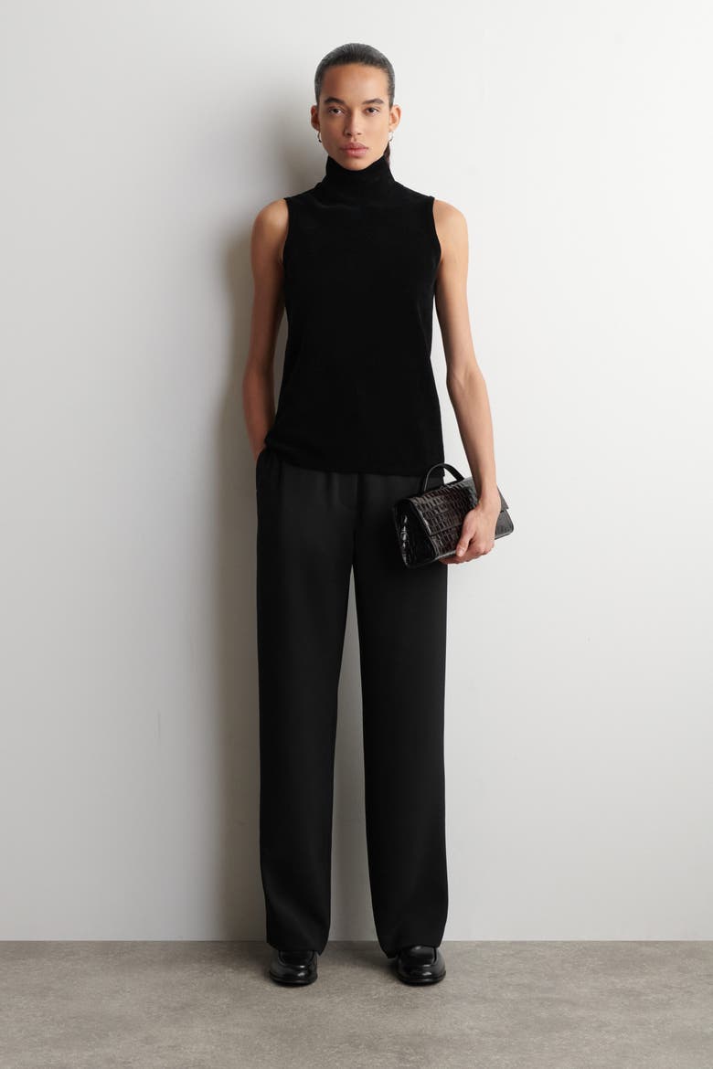 Chenille Mock-Neck Vest, Alternate, color, BLACK