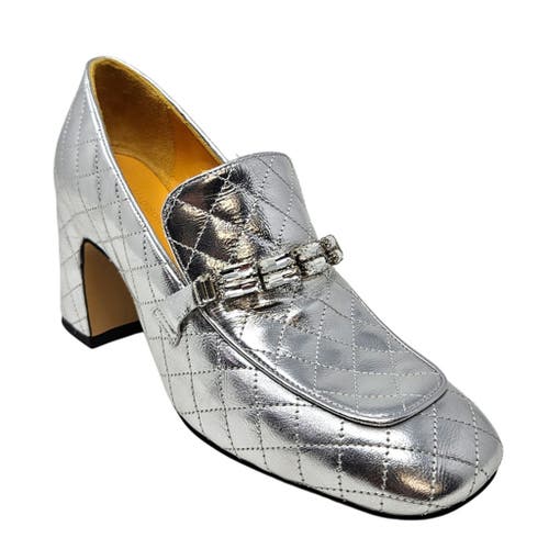 Madison Maison Heel Quilted Loafer In Silver