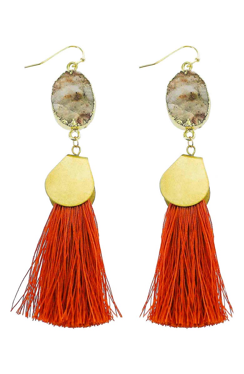 Panacea Sunstone Tassel Earrings, Main, color,