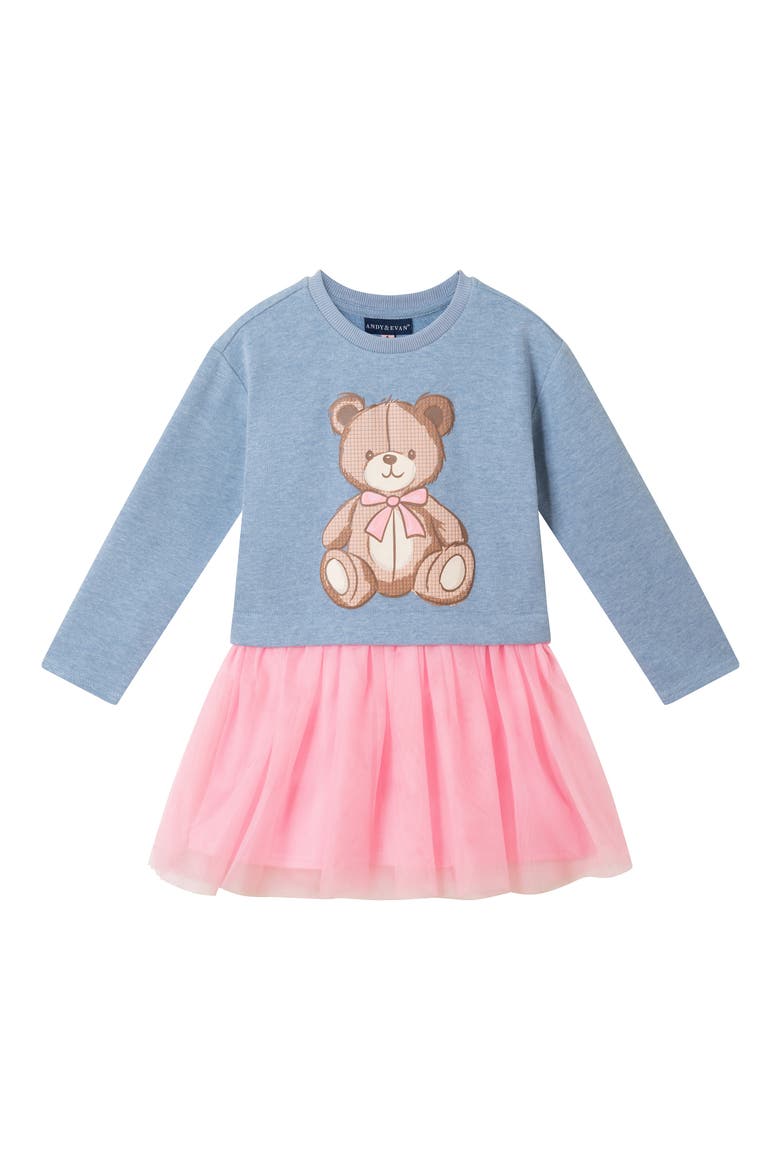 Kids' Bear Tulle Dress, Main, color, NAVY BEAR