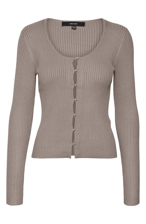 Dea U-Neck Ribbed Cardigan