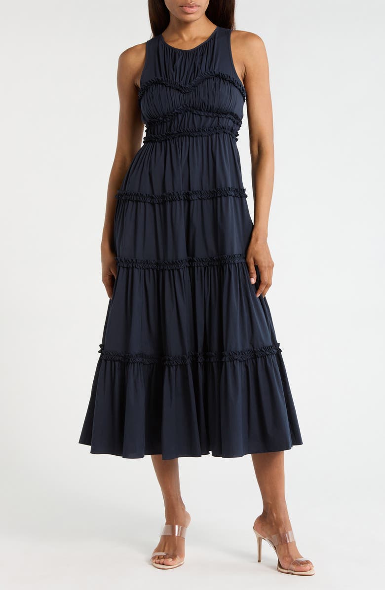 Cinq à Sept Sirrina Ruffle Tiered Dress, Main, color, Navy