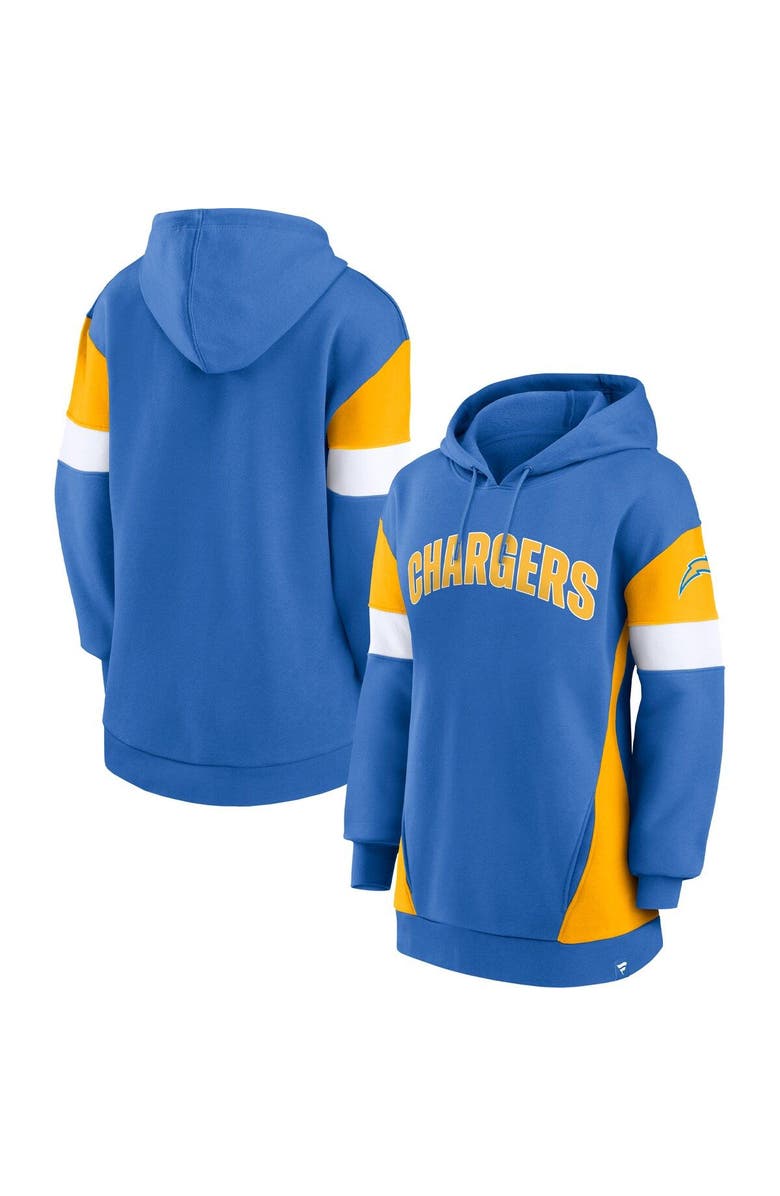 FANATICS Women's Fanatics Branded Powder Blue/Gold Los Angeles Chargers Lock It Down Pullover Hoodie, Alternate, color, 