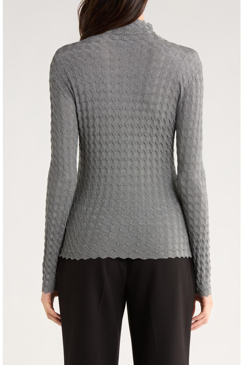 Metallic Mock Neck Sweater, Alternate, color, SILVER